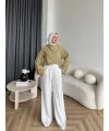 Pln - Crush Kumaşlı Bluz - Yağ Yeşili