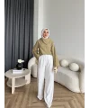Pln - Crush Kumaşlı Bluz - Yağ Yeşili