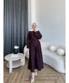Pln - Maim Keten Pantolonlu Takım - Bordo