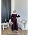 Pln - Maim Keten Pantolonlu Takım - Bordo