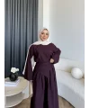 Pln - Maim Keten Pantolonlu Takım - Bordo