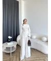Pln - Vera Yırtmaç Detay Keten Takım - Bej