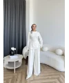 Pln - Vera Yırtmaç Detay Keten Takım - Bej