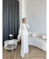 Pln - Vera Yırtmaç Detay Keten Takım - Bej