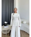 Pln - Vera Yırtmaç Detay Keten Takım - Bej