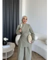 Pln - Vera Yırtmaç Detay Keten Takım - Haki