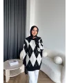 Pls-Baklava Desen Triko Kazak - Siyah