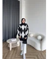 Pls-Baklava Desen Triko Kazak - Siyah