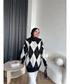 Pls-Baklava Desen Triko Kazak - Siyah