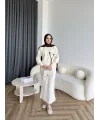 Pls-Çiçek Detay Jile Elbise - Bej