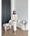 Pls-Çiçek Detay Jile Elbise - Bej