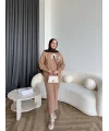 Pls-Çiçek Detay Jile Elbise - Camel