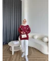 Pls-Kurdele Detay Triko Kazak - Bordo