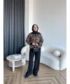 Pls - Leopar Desen Triko Kazak - Koyu