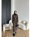 Pls Leopar Elbise - Koyu