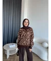 Pls-Leopar Desen Triko Kazak - Açık