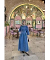 Polins Düğmeli Kot Elbise - Açık Mavi