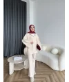 Polo Yaka Örgü Triko Takım - Bej