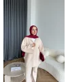 Polo Yaka Örgü Triko Takım - Bej