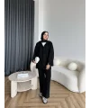 Polo Yaka Örgü Triko Takım - Siyah