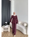 Pwn - Kante Fırfır Detay Takım - Bordo