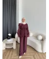 Pwn - Kante Fırfır Detay Takım - Bordo