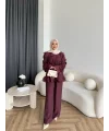 Pwn - Kante Fırfır Detay Takım - Bordo
