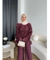 Pwn - Kante Fırfır Detay Takım - Bordo