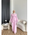 Pwn - Kante Fırfır Detay Takım - Pembe