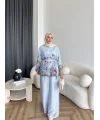 Pwn - Soya Çiçek Desen Takım - Bebe Mavi