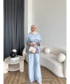 Pwn - Soya Çiçek Desen Takım - Bebe Mavi