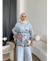 Pwn - Soya Çiçek Desen Takım - Bebe Mavi