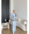 Pwn - Soya Çiçek Desen Takım - Bebe Mavi
