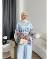 Pwn - Soya Çiçek Desen Takım - Bebe Mavi