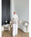 Pwn - Soya Çiçek Desen Takım - Beyaz