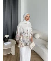 Pwn - Soya Çiçek Desen Takım - Beyaz