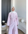 Qu - Arya Pelerinli Pantolonlu Takım - Pembe
