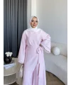 Qu - Arya Pelerinli Pantolonlu Takım - Pembe