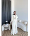 Qu - Arya Pelerinli Pantolonlu Takım - Taş ÖN SİPARİŞ