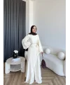 Qu - Arya Pelerinli Pantolonlu Takım - Taş ÖN SİPARİŞ