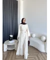 Qu - Arya Pelerinli Pantolonlu Takım - Taş ÖN SİPARİŞ
