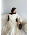Seh - Çiçek Desenli Vual Elbise - Ekru