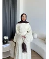 Seh - Çiçek Desenli Vual Elbise - Ekru
