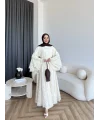 Seh - Çiçek Desenli Vual Elbise - Ekru