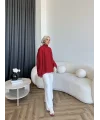 Qu - Lesta Balon Kol Gömlek - KırmızI