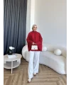 Qu - Lesta Balon Kol Gömlek - KırmızI