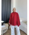 Qu - Lesta Balon Kol Gömlek - KırmızI