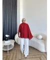 Qu - Lesta Balon Kol Gömlek - KırmızI