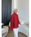 Qu - Lesta Balon Kol Gömlek - KırmızI