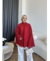 Qu - Lesta Balon Kol Gömlek - KırmızI